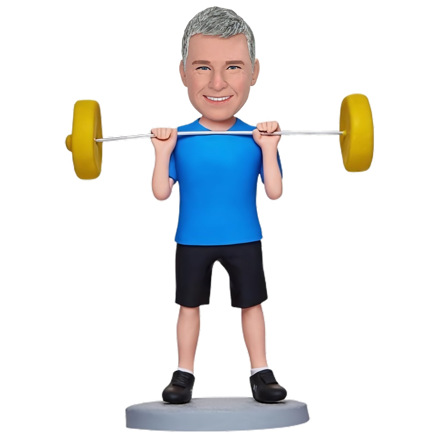 Custom Bobblehead: Weightlifter Edition - A powerful collectible featuring a strongman, barbell in hand and ready to lift. Ideal for fitness enthusiasts and collectors!