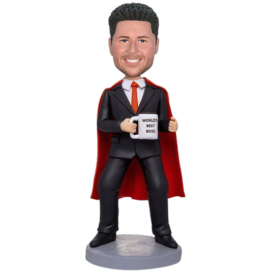 Superior Business Leader Holding a Glass of Water Custom Bobblehead With Text Engraving