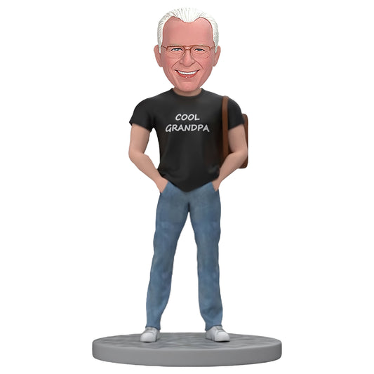 Custom Bobblehead for Father's Day - Cool Grandpa Text-Included Bobblehead Present