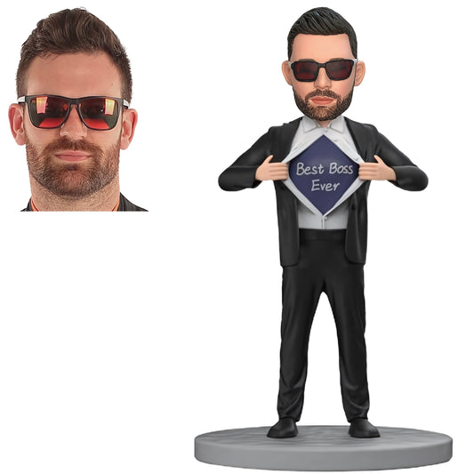 Custom Bobblehead Commemorating the 'Best Boss Ever' - Includes Personalized Engraved Text