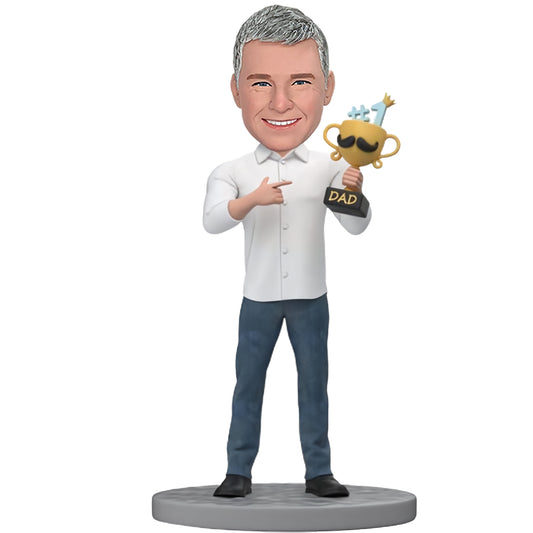 #1 Dad Custom Bobblehead for Father's Day - Text-Included Personalized Bobblehead Presents