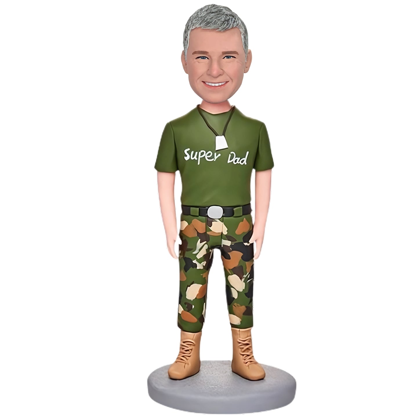 Custom Bobblehead of Camouflage Dad with Personalized Inscription