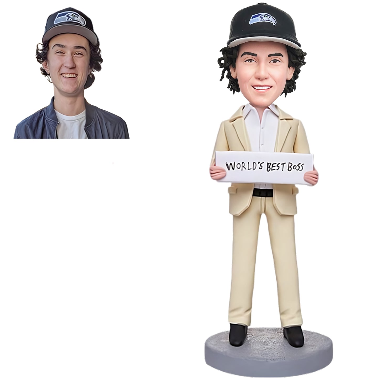 Custom Bobblehead of Top-rated Businessman Boss with Personalized Engraved Text