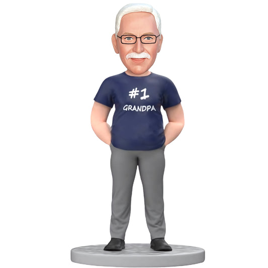 Custom Bobblehead Present For #1 Grandpa - Grandfather's Special Gift