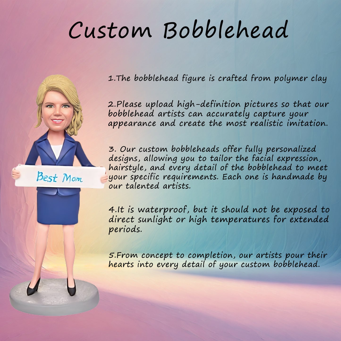 Custom Bobblehead: Personalized " Best Mom" Custom Bobblehead with Engraved Message